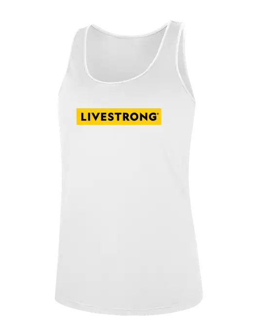 Womens White Perfect Tri Racerback Tank w/LIVESTRONG Logo