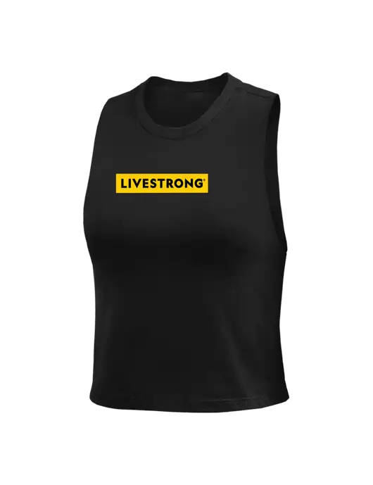 BELLA+CANVAS Womens Black Racerback Crop Tank  w/LIVESTRONG Logo