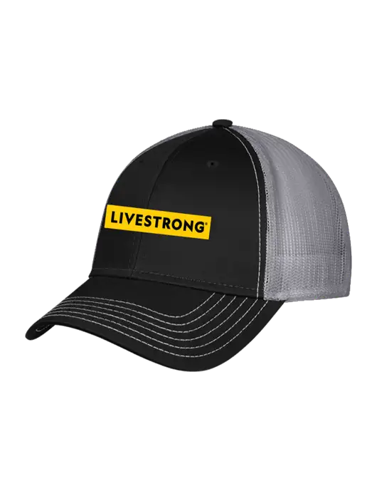 Black & Grey Mesh Trucker Cap Snap Back w/LIVESTRONG Logo