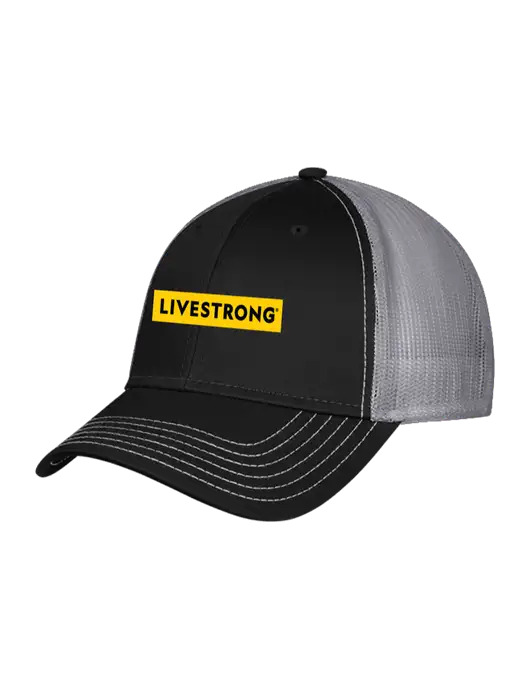Black & Grey Mesh Trucker Cap Snap Back w/LIVESTRONG Logo