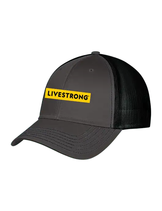 Charcoal & Black Mesh Trucker Cap Snap Back w/LIVESTRONG Logo