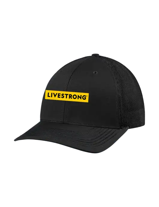 Richardson Adjustable Snapback Original 112 Trucker Cap Black w/Black Mesh w/LIVESTRONG Logo