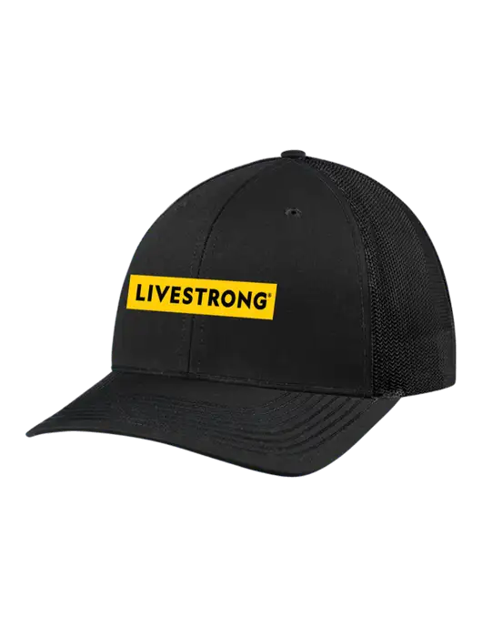 Richardson Adjustable Snapback Original 112 Trucker Cap Black w/Black Mesh w/LIVESTRONG Logo