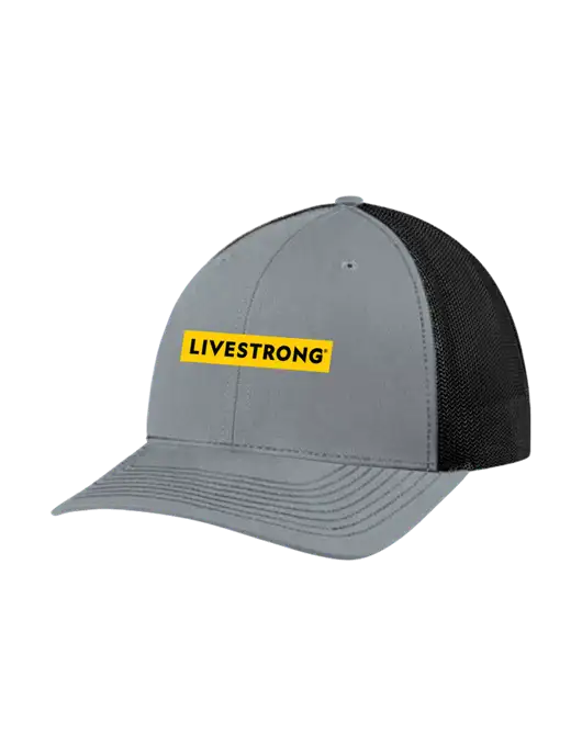 Richardson Adjustable Snapback Original 112 Trucker Cap Heather Grey w/Black Mesh w/LIVESTRONG Logo