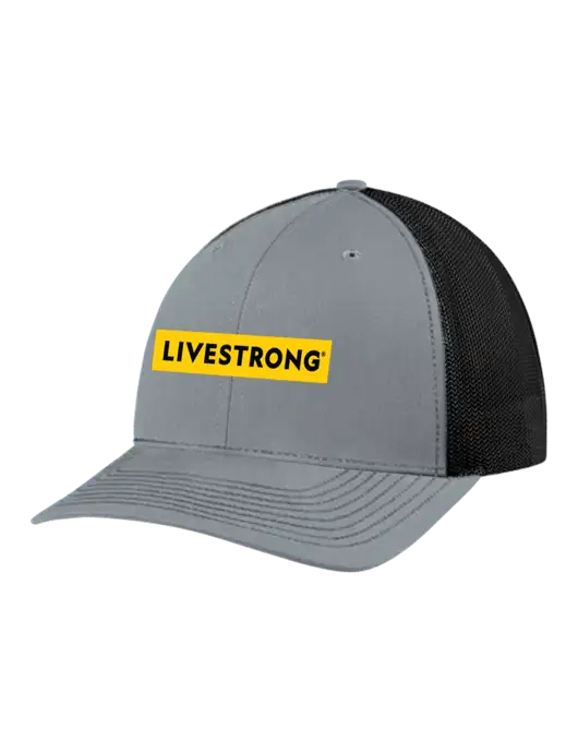 Richardson Adjustable Snapback Original 112 Trucker Cap Heather Grey w/Black Mesh w/LIVESTRONG Logo