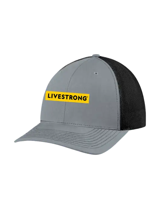 Richardson Adjustable Snapback Original 112 Trucker Cap Heather Grey w/Black Mesh w/LIVESTRONG Logo