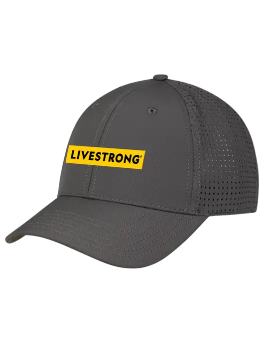 Charcoal Performance Stretchable Cap Hook & Loop w/LIVESTRONG Logo