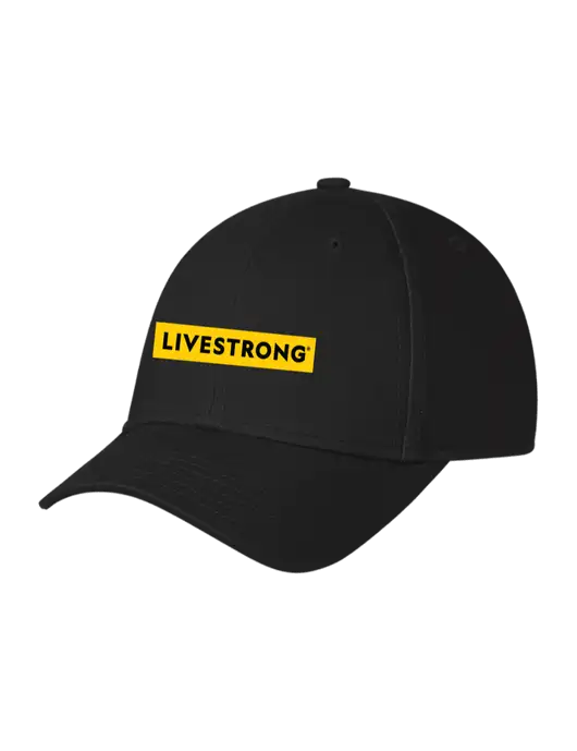 Black Structured Cap Hook & Loop w/LIVESTRONG Logo