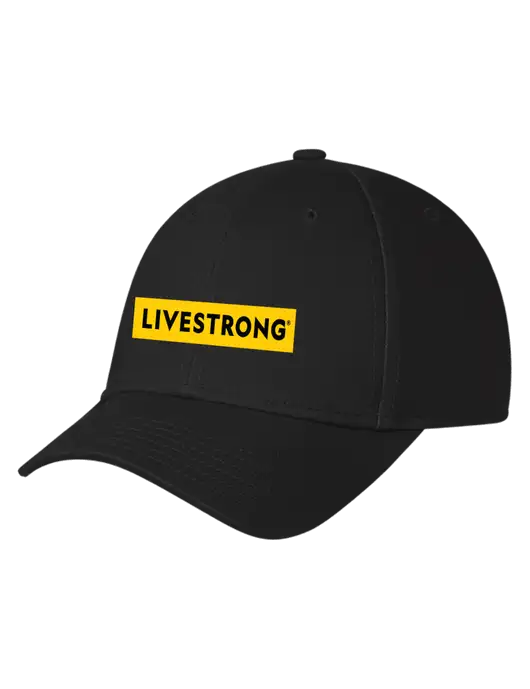 Black Structured Cap Hook & Loop w/LIVESTRONG Logo