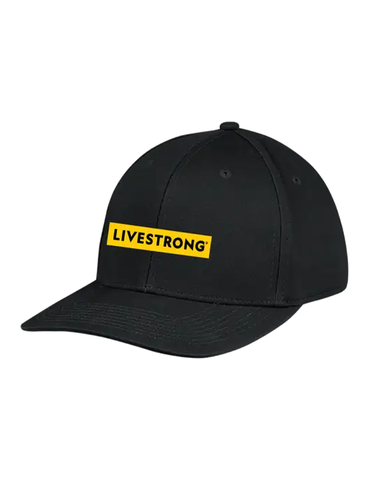 Premium Modern Structured Twill Black Snapback Cap w/LIVESTRONG Logo