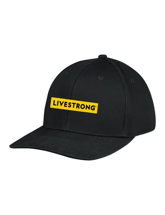 Premium Modern Structured Twill Black Snapback Cap w/LIVESTRONG Logo