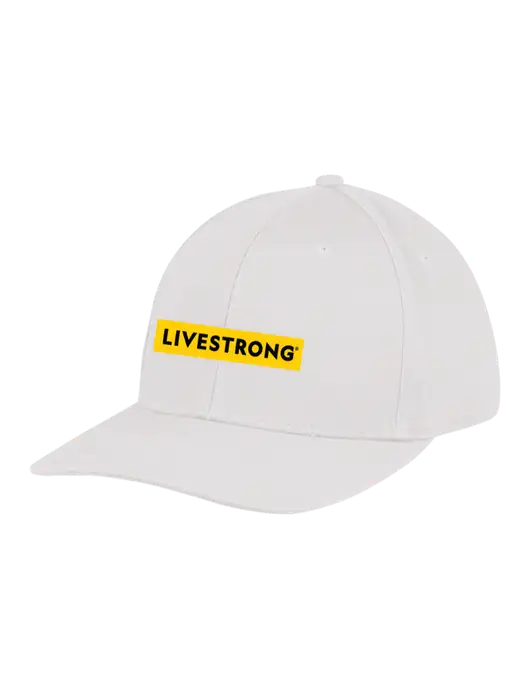 Premium Modern Structured Twill White Snapback Cap w/LIVESTRONG Logo