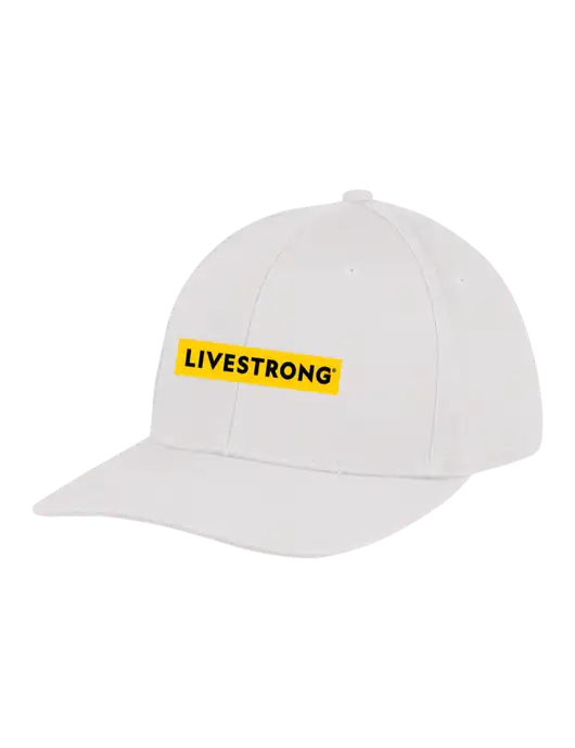Premium Modern Structured Twill White Snapback Cap w/LIVESTRONG Logo