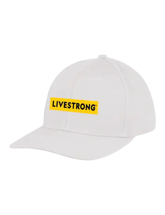 Premium Modern Structured Twill White Snapback Cap w/LIVESTRONG Logo