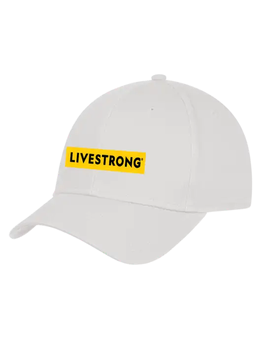 White Structured Cap Hook & Loop w/LIVESTRONG Logo