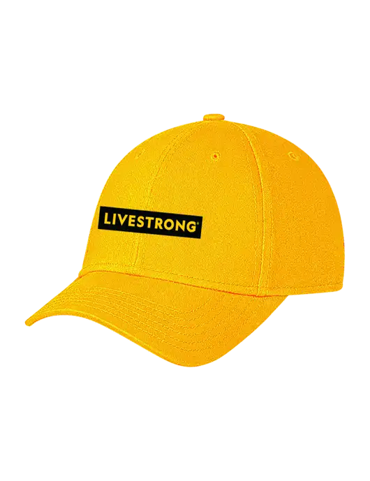 Yellow Gold Structured Soft Snap Closure Hook & Loop Cap w/LIVESTRONG Logo
