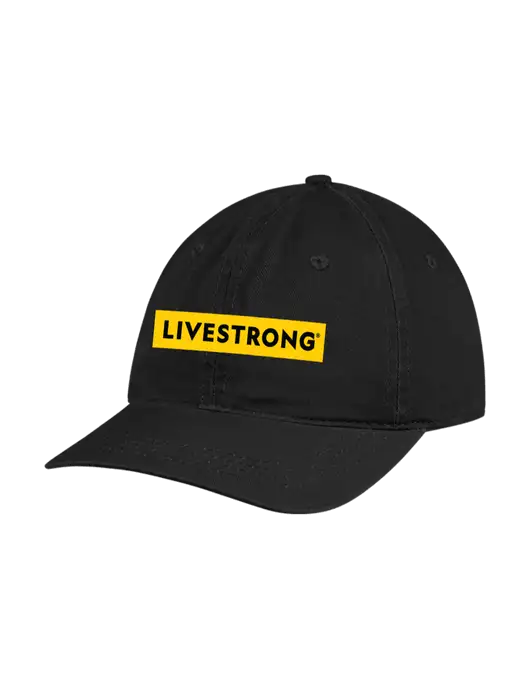 Garment Washed Unstructured Twill Black Cap w/LIVESTRONG Logo