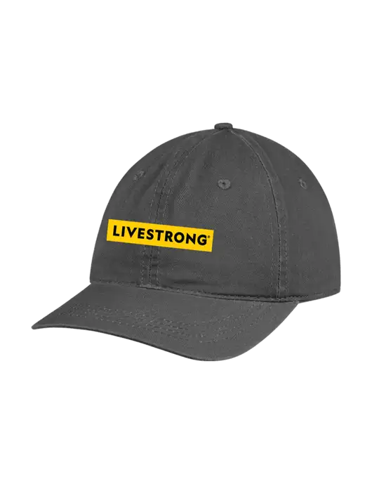 Garment Washed Unstructured Twill Charcoal Cap w/LIVESTRONG Logo