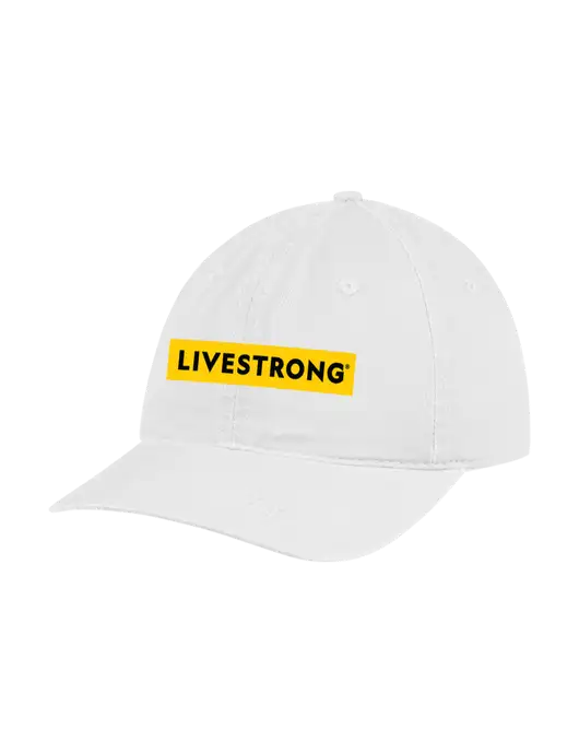 Garment Washed Unstructured Twill White Cap w/LIVESTRONG Logo