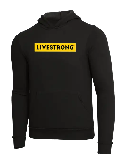 BELLA+CANVAS Black Heather Sponge Fleece Pullover Hoodie w/LIVESTRONG Logo