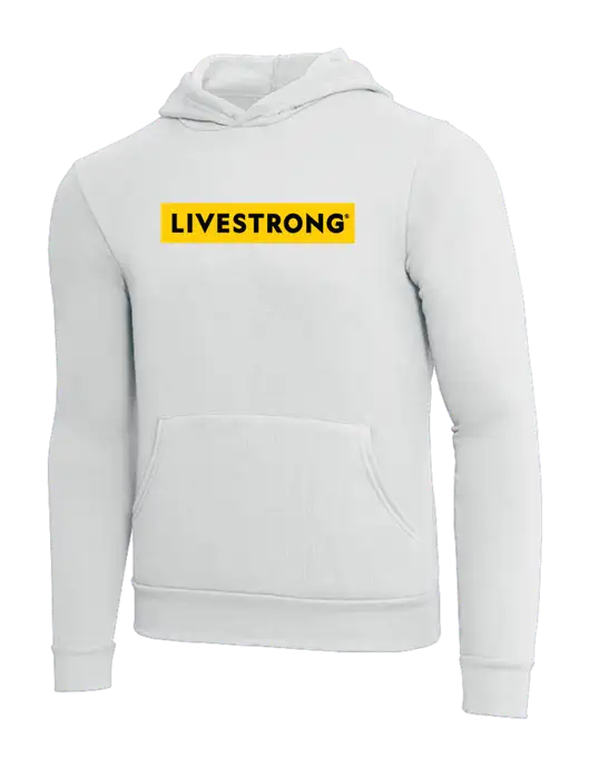 BELLA+CANVAS White Ash Sponge Fleece Pullover Hoodie w/LIVESTRONG Logo