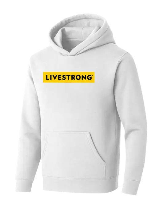 BELLA+CANVAS Heathered White Sponge Fleece Pullover Hoodie w/LIVESTRONG Logo