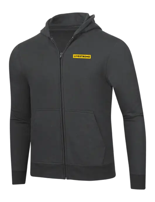 Charcoal 8.5 oz Ring Spun Zip Hooded Sweatshirt w/LIVESTRONG Logo
