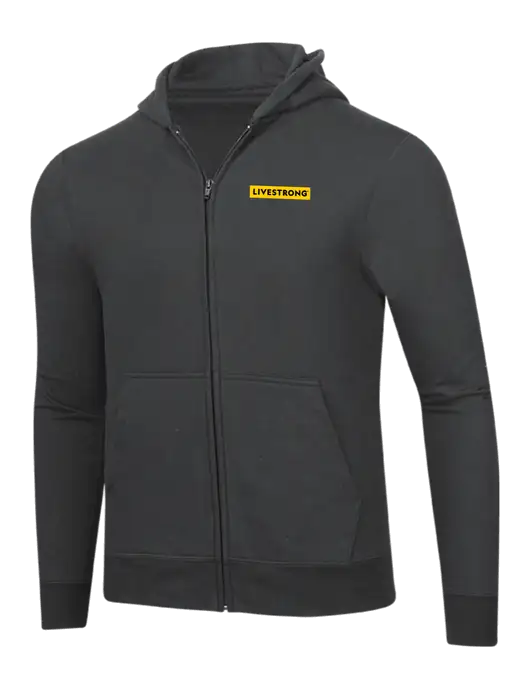 Charcoal 8.5 oz Ring Spun Zip Hooded Sweatshirt w/LIVESTRONG Logo