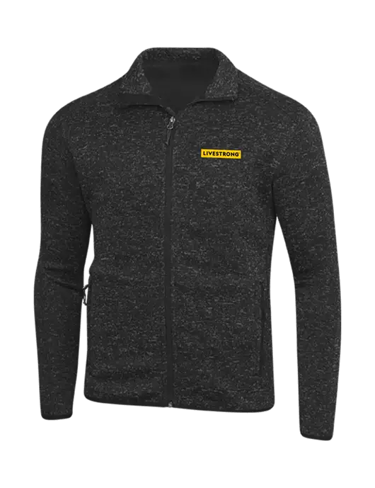 Black Heather Sweater Fleece Jacket w LIVESTRONG Logo