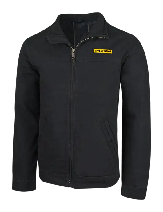 Cornerstone Black Washed Duck Cloth Flannel Lined Work Jacket w/LIVESTRONG Logo