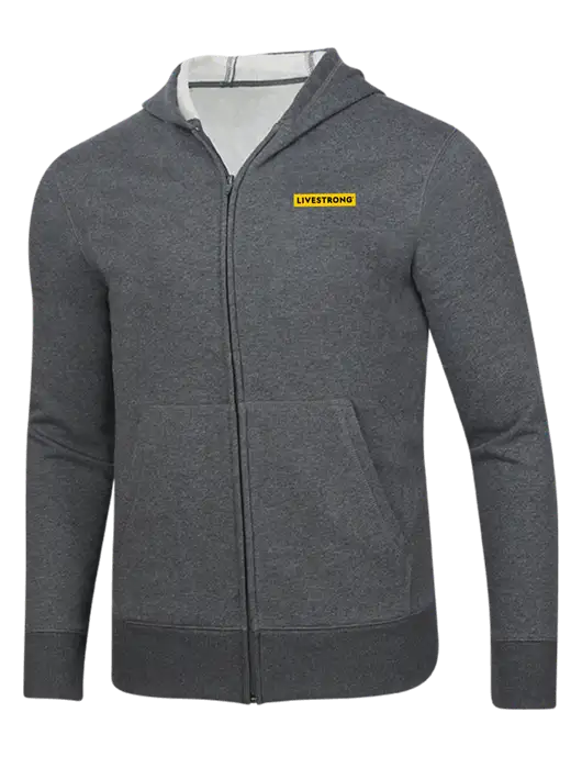 Full-Zip Dark Grey Heather Hooded Sweatshirt w/LIVESTRONG Logo