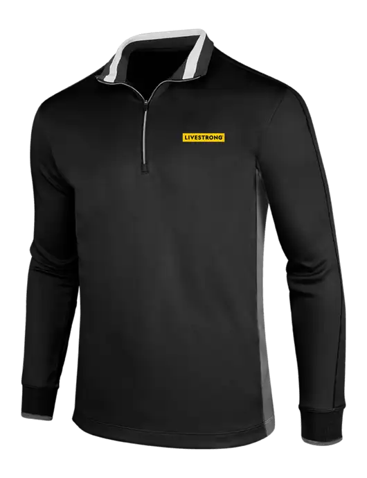 NIKE Black/Dark Grey/White Dry-Fit 1/2 Zip Cover-Up w/LIVESTRONG Logo