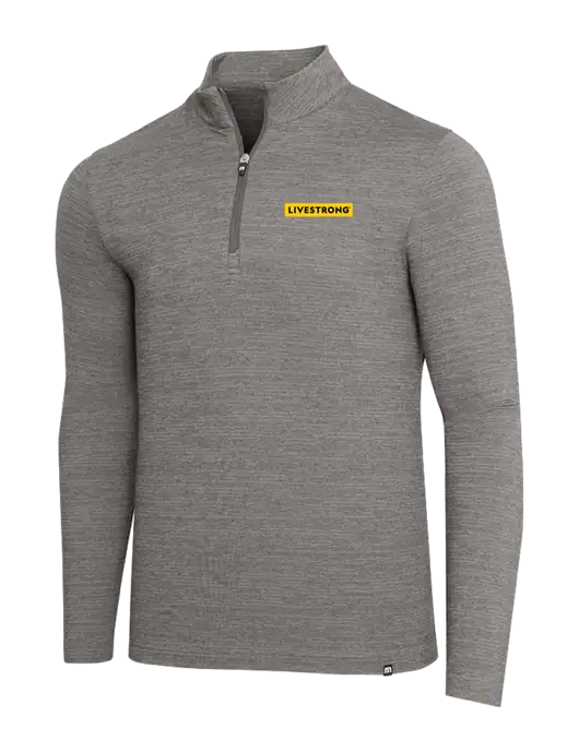 TravisMathew Medium Grey Heather Crestview 1/4 Zip w/LIVESTRONG Logo
