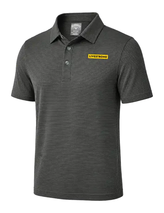 Callaway Black Fine Line Stripe Polo w/LIVESTRONG Logo
