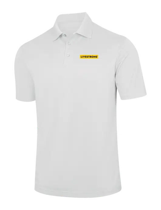 White Performance Fine Jacquard Polo w/LIVESTRONG Logo