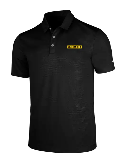 NIKE Black Dri-Fit Embossed Tri-Blade Polo w/LIVESTRONG Logo