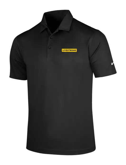 NIKE Black Dri-Fit Vertical Mesh Polo w/LIVESTRONG Logo
