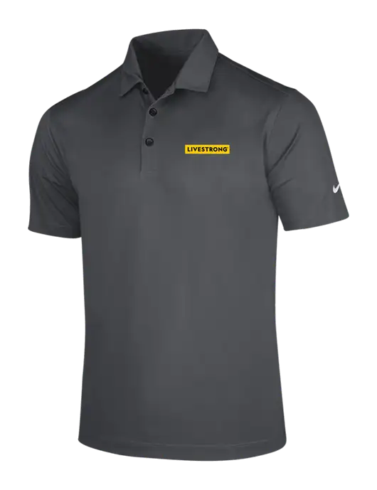NIKE Dark Grey Dri-Fit Vertical Mesh Polo w/LIVESTRONG Logo