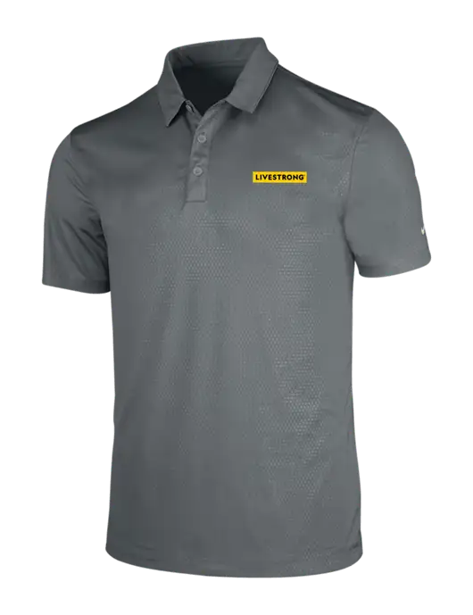 NIKE Medium Grey Dri-Fit Embossed Tri-Blade Polo w/LIVESTRONG Logo