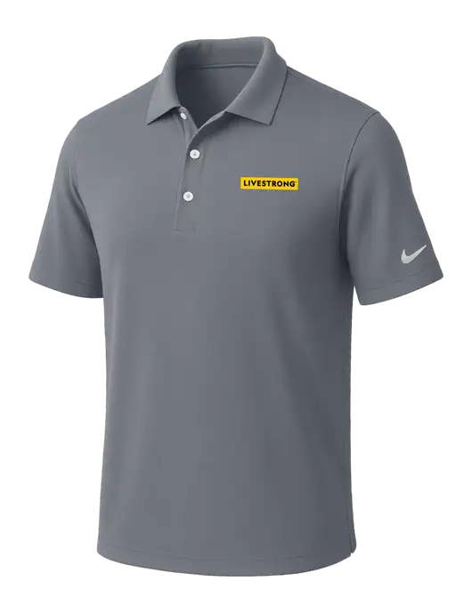 NIKE Medium Grey Dri-Fit Micro Pique Polo w/LIVESTRONG Logo