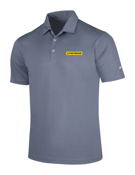 NIKE Medium Grey Dri-Fit Vertical Mesh Polo w/LIVESTRONG Logo