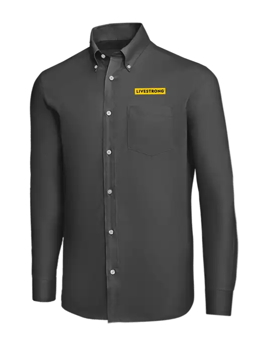 Brooks Brothers Dark Grey Wrinkle-Free Stretch Nailhead Shirt w/LIVESTRONG Logo