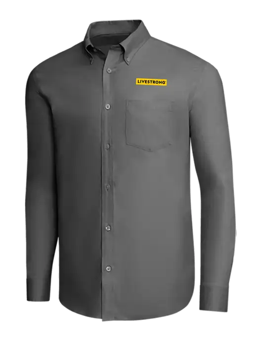 Brooks Brothers Dark Grey Wrinkle-Free Stretch Pinpoint Shirt w/LIVESTRONG Logo
