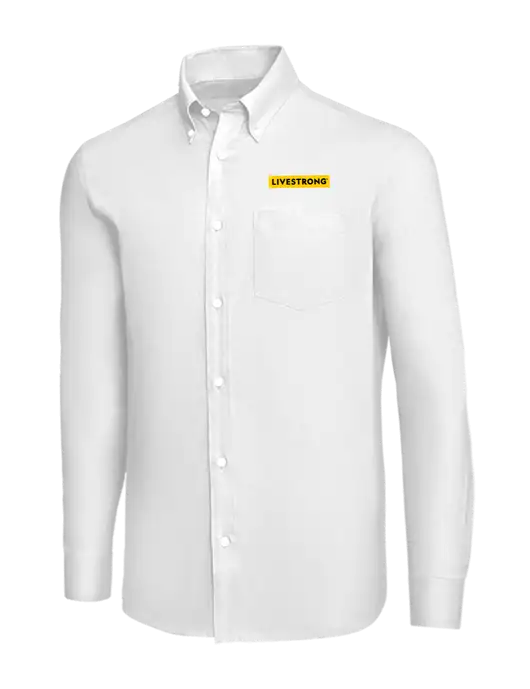 Brooks Brothers White Wrinkle-Free Stretch Nailhead Shirt w/LIVESTRONG Logo