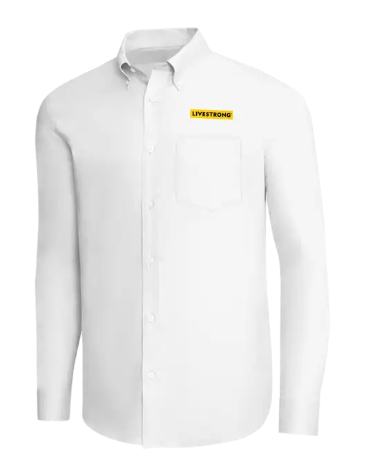 Brooks Brothers White Wrinkle-Free Stretch Pinpoint Shirt w/LIVESTRONG Logo