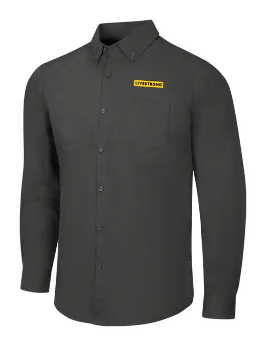 Dark Grey Long Sleeve Carefree Poplin Shirt w/LIVESTRONG Logo