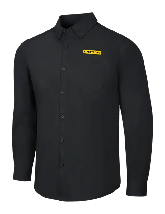 Black Long Sleeve Carefree Poplin Shirt w/LIVESTRONG Logo