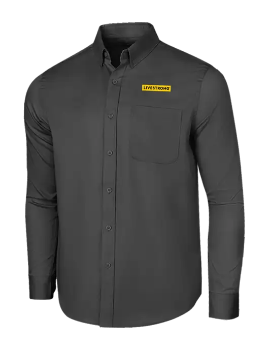 Long Sleeve Dark Grey Superpro React Twill Shirt w/LIVESTRONG Logo