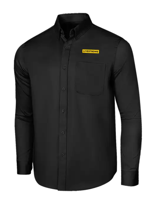 Long Sleeve Deep Black Superpro React Twill Shirt w/LIVESTRONG Logo