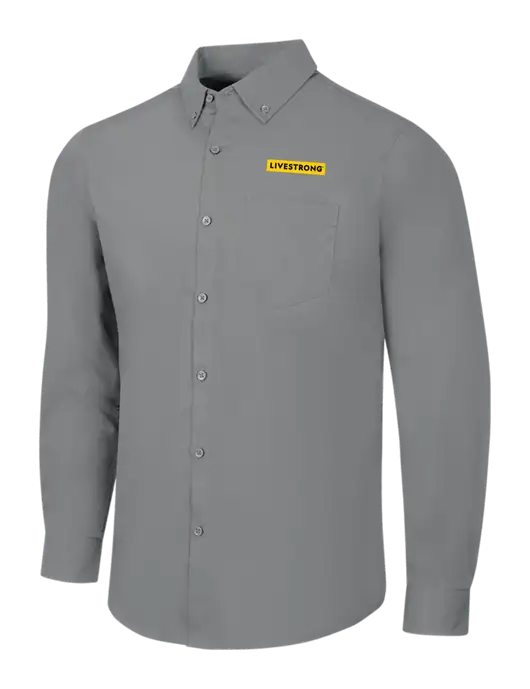 Medium Grey Long Sleeve Carefree Poplin Shirt w/LIVESTRONG Logo